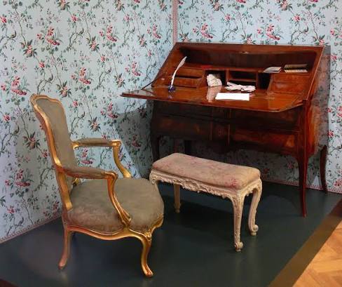 Antique Writing Bureau with Chair and Stool