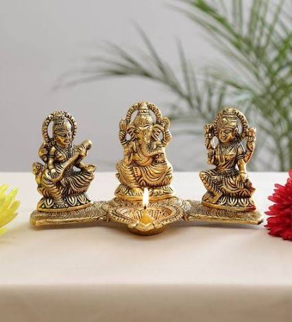 Brass Hindu Deity Figurine Set